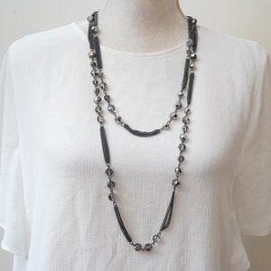 Express Long Necklace Dark Silver Tone